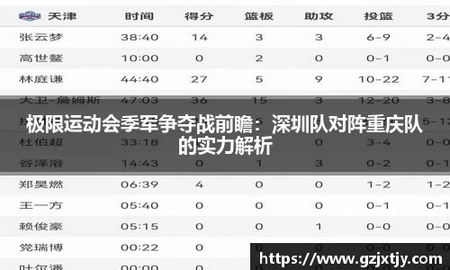 极限运动会季军争夺战前瞻：深圳队对阵重庆队的实力解析